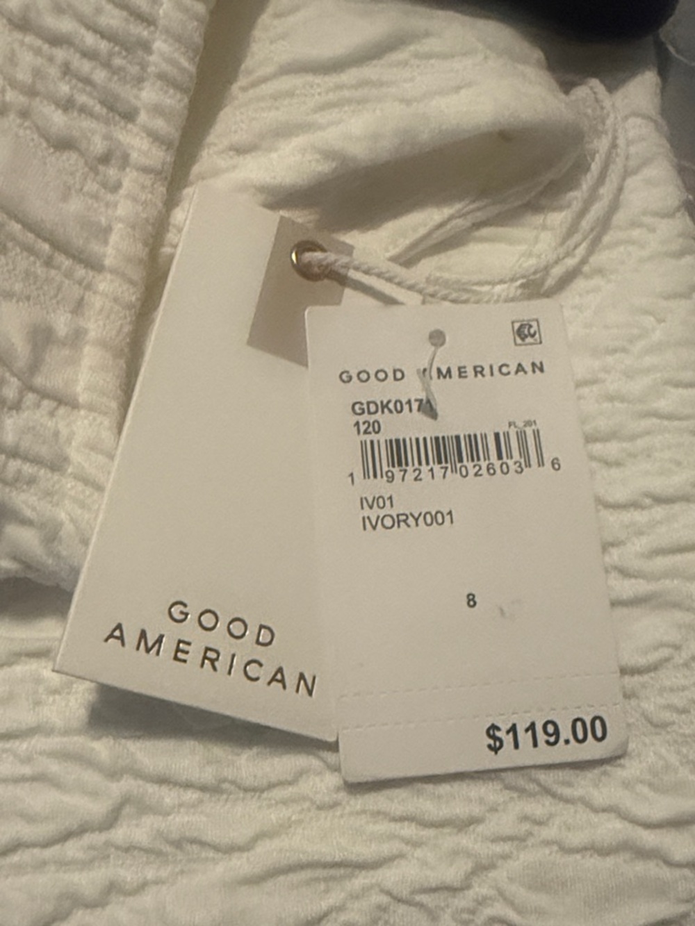 Good American White Textured Square-Neck Midi Dress - Picture 6 of 6